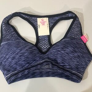 PINK Victoria's Secret Heathered Navy Racerback Sports Bra NWT